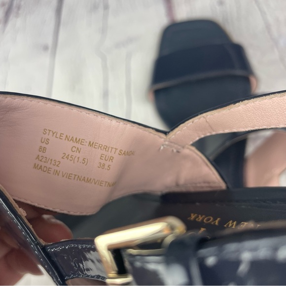 Kate Spade Merritt Slingback Dress Sandals Patent Leather Navy Blue Size 8 - Picture 4 of 15